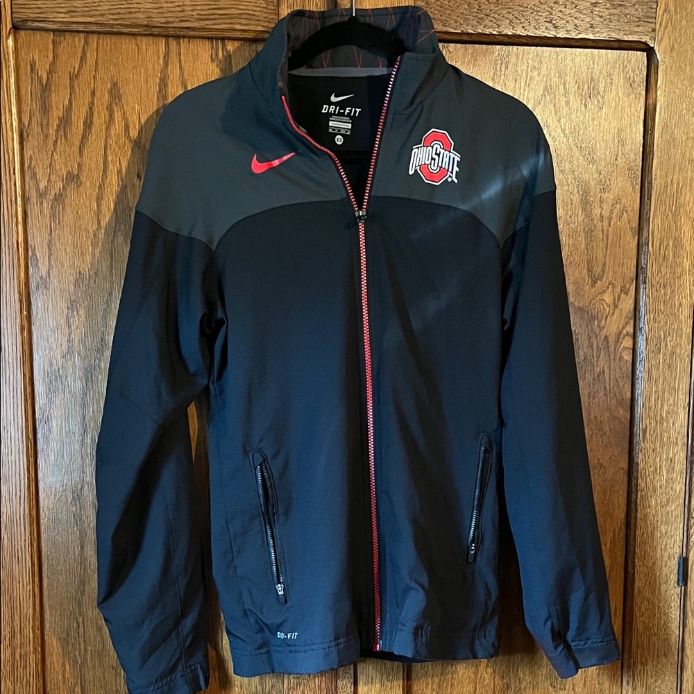 Nike Black and Gray Windbreaker with Red Accents